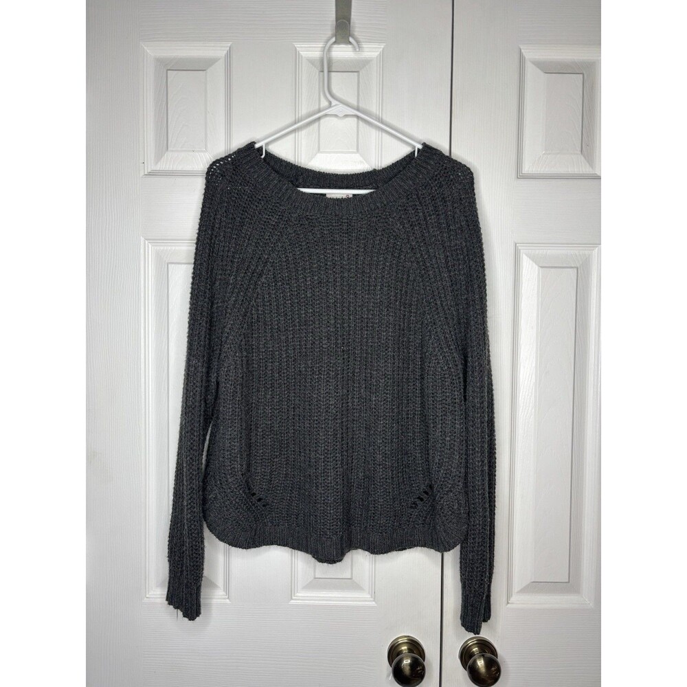 SO XL Gray Knit Sweater Lightweight Slouchy Cozy Pullover